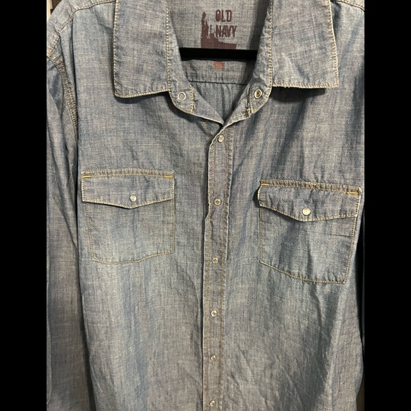 Old Navy Blue Denim Shirt - Picture 2 of 5